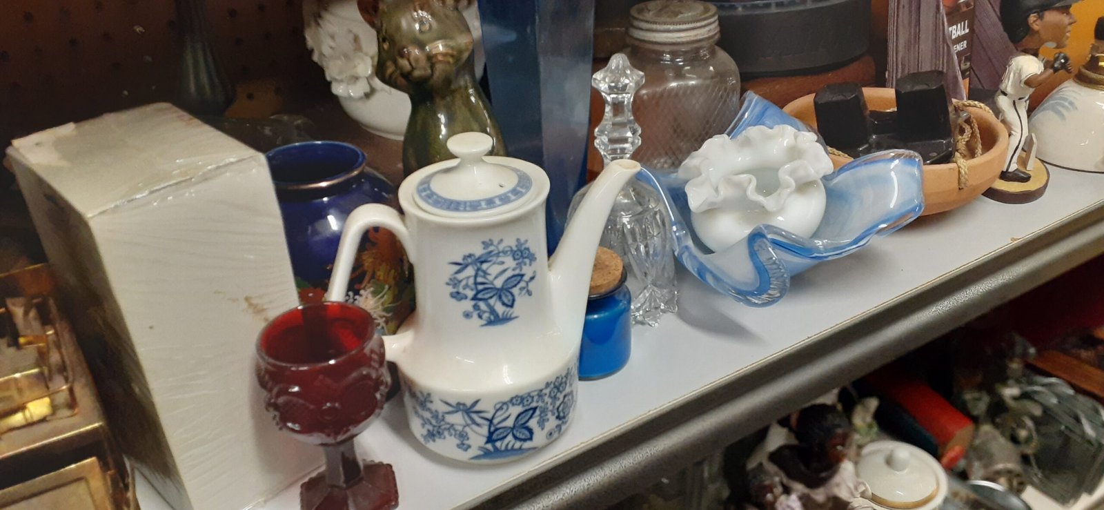 antique booth blue teapot