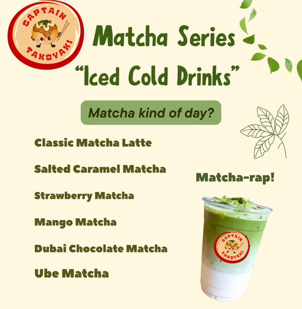 captain takoyaki matcha menu