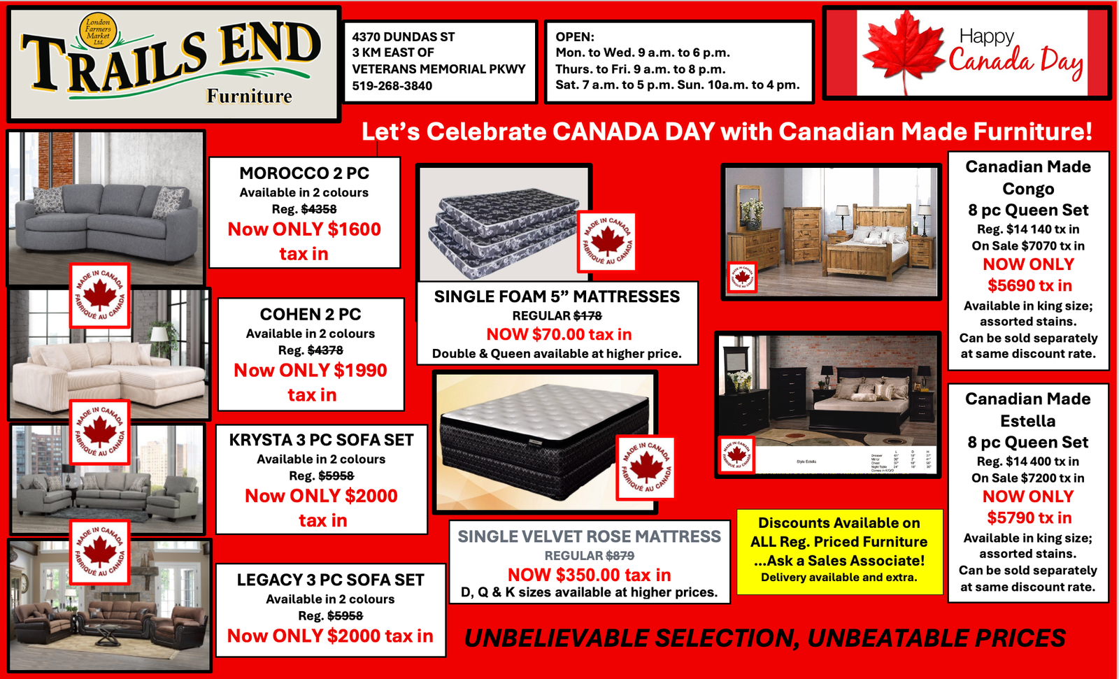 furniture canada day week celebration sale