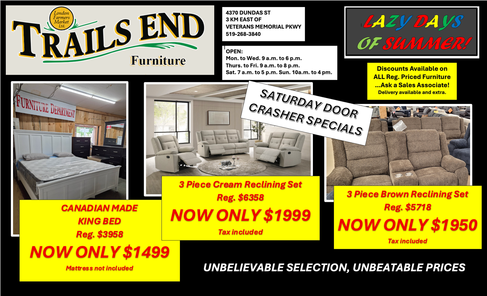 door crasher specials for July 18 2026 furniture