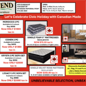 furniture civic holiday weekend sale