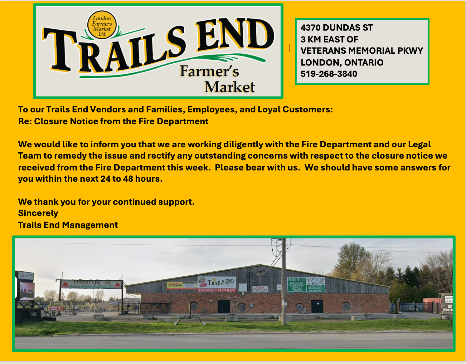trails end market response to closure 2026